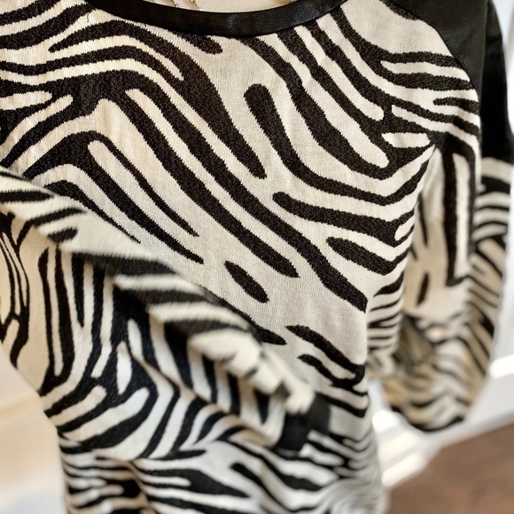Trouvé Zebra Print Faux Leather Knit Sweater Sz S - Picture 6 of 8